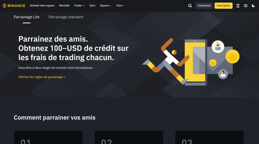 Exemple d'AARRR dans la phase de référence de Binance