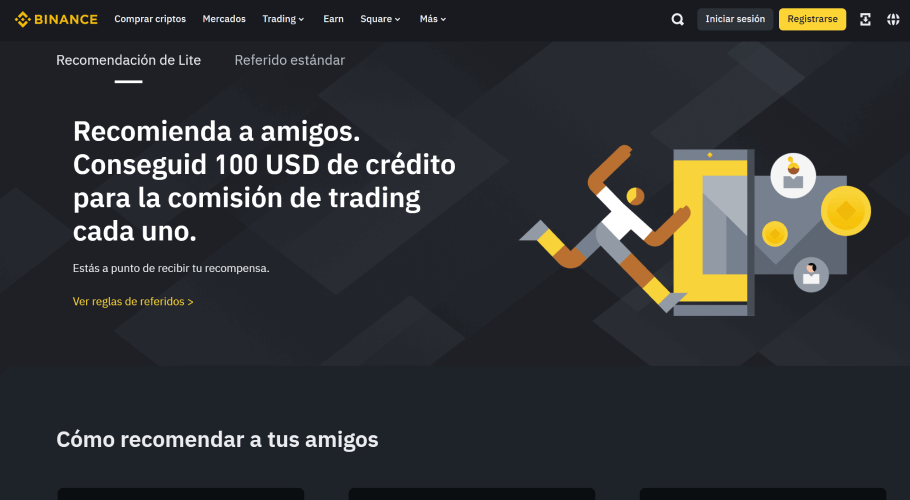 Ejemplo de AARRR en la fase de Referral Binance