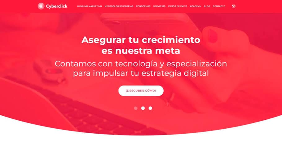 web de Cyberclick de color rojo