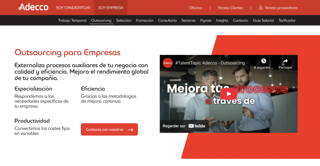 Adecco, empresa de outsourcing de recursos humanos en España